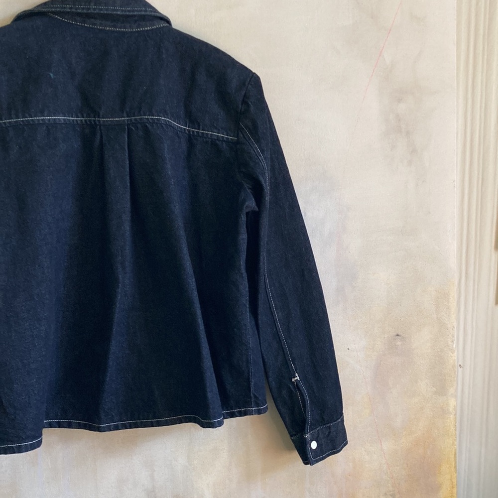 LEVI’S S Organic Cotton Ladies Snap Front Denim Jacket Dark Wash EUC - Picture 11 of 13